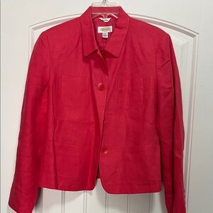Talbots Bright Red Linen Blazer
